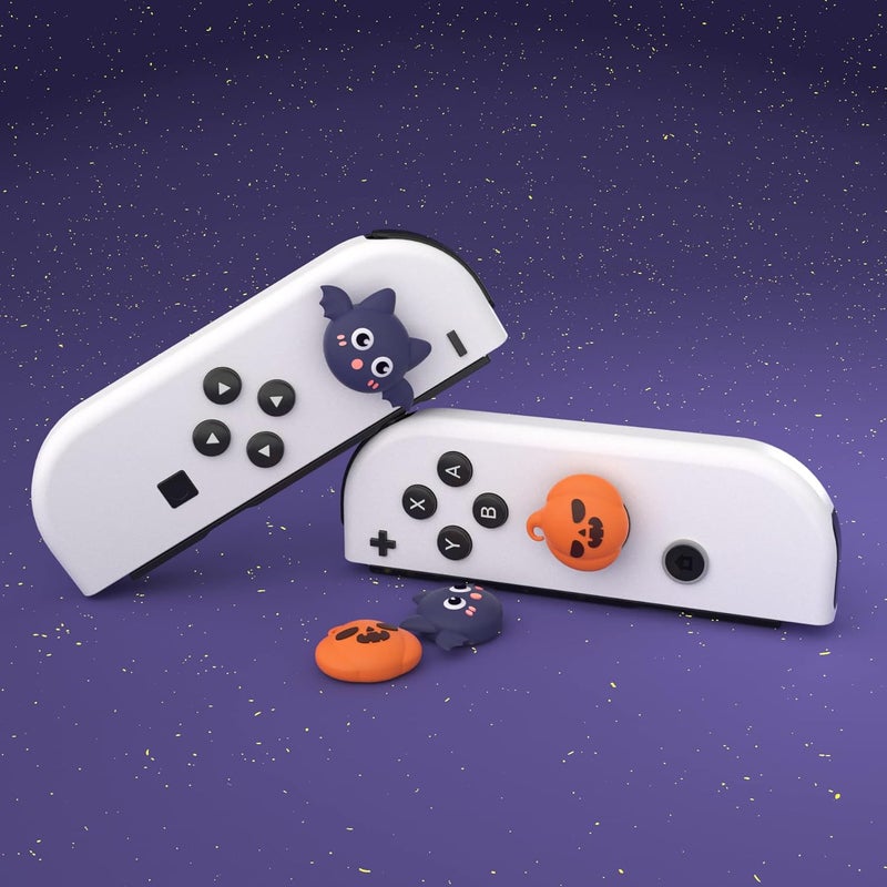 playvital Joystick Caps for Nintendo Switch, Thumbstick Grips for Switch Lite, Analog Cover for OLED Joycon Thumb Grip Caps - Halloween Pumpkin Bat - Image 4